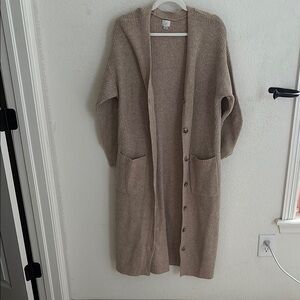 Cozy Tan Knit Cardigan Sweater